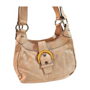 Coach SOHO SHOULDER BAG Leather HANDBAG Light Pink Metallic Y2K Multi Pockets